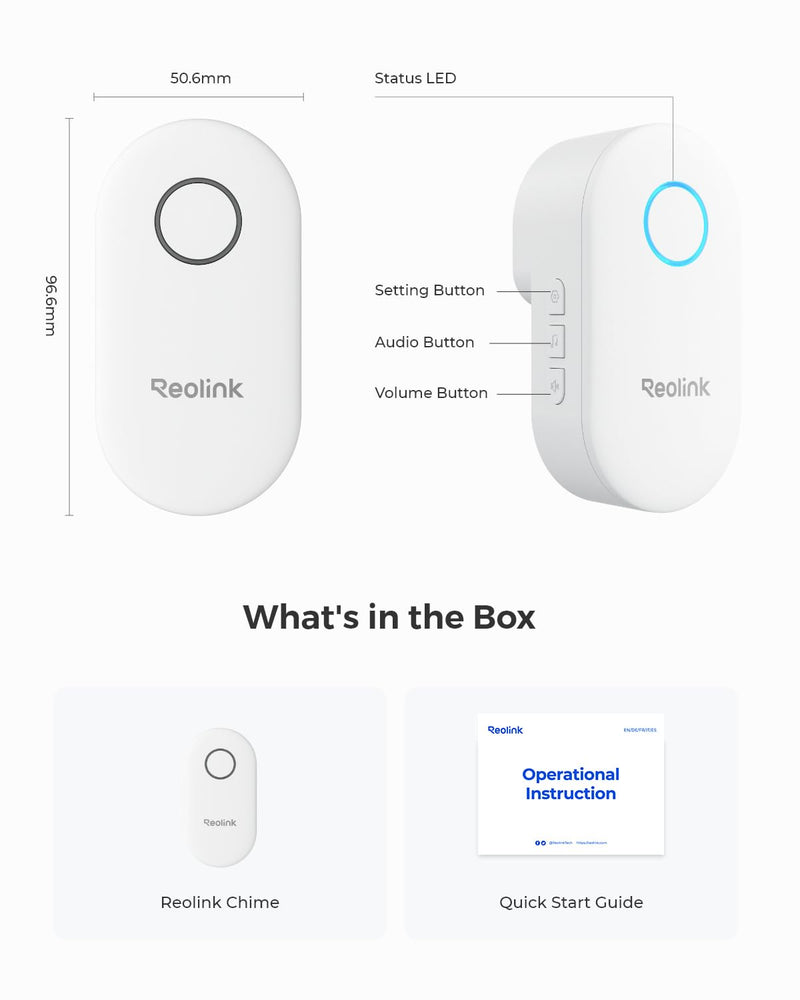 Reolink Digital Chime, Only Compatible with Reolink Video Doorbell, Easy Plug & Play, Remote Control via the App, Multiple Ringtone Choices