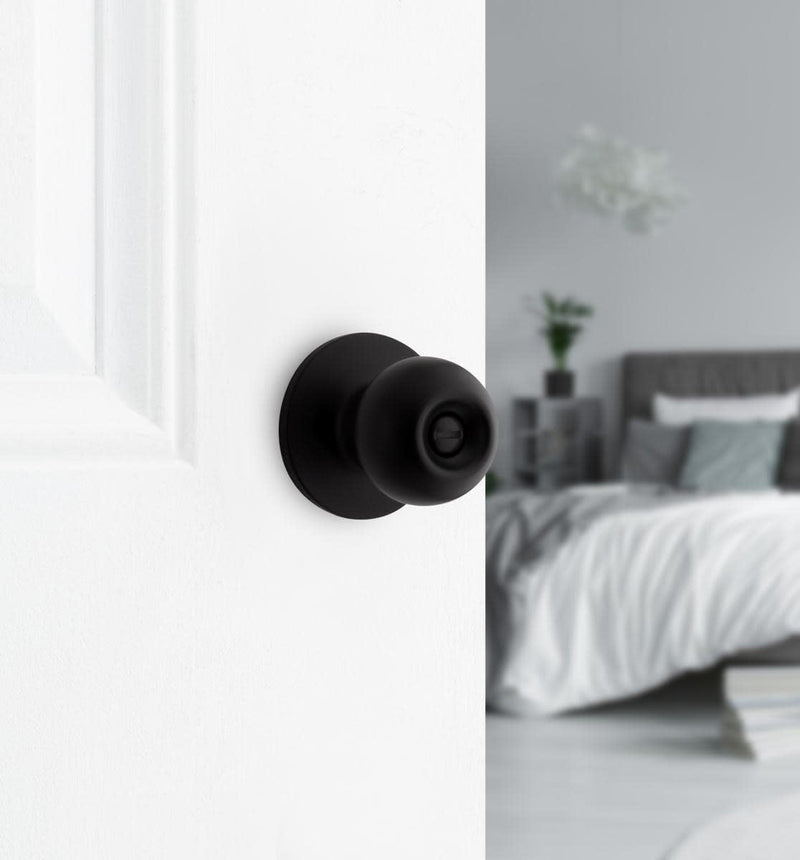 Kwikset Safelock SK3000RG-514 Regina Knob Privacy Lock with RCAL Latch and RCS Strike Matte Black Finish