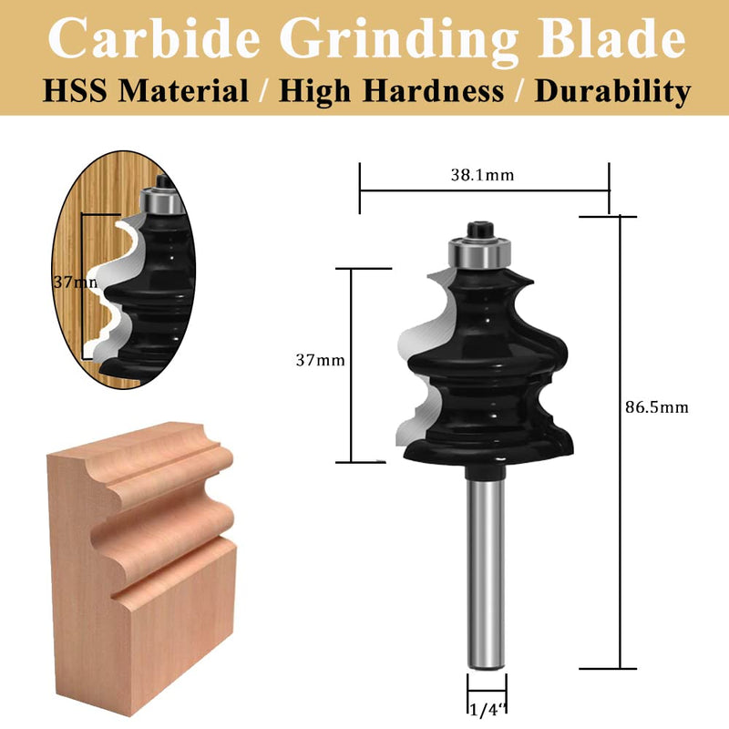 TAIWAIN Router Bit Set 1/4 Inch Shank 5PCS, Architectural Picture Frame Wood Milling Cutter,Rail &Stile Woodworking Miter Carbide CNC Cutting Tool for Cabinet Drawer Door Surfacing(GK1-G) GK1-G