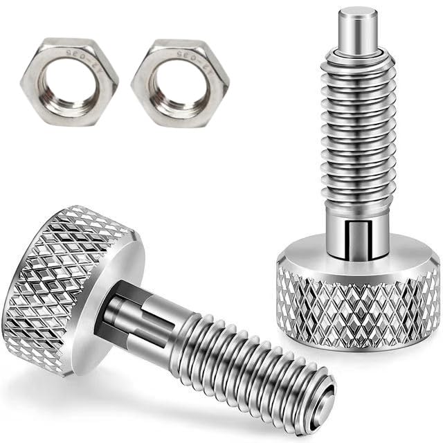 4Pcs Hand Retractable Spring Plunger, Stainless Steel Quick Release Pin M6 Lock Out with Knurled Handle for Rolling Toolbox Packout Tool Box Accessories 4