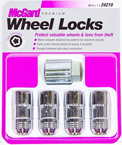 MCGARD 24210 Chrome Cone Seat Wheel Locks (M14 x 1.5 Thread Size) - Set of 4