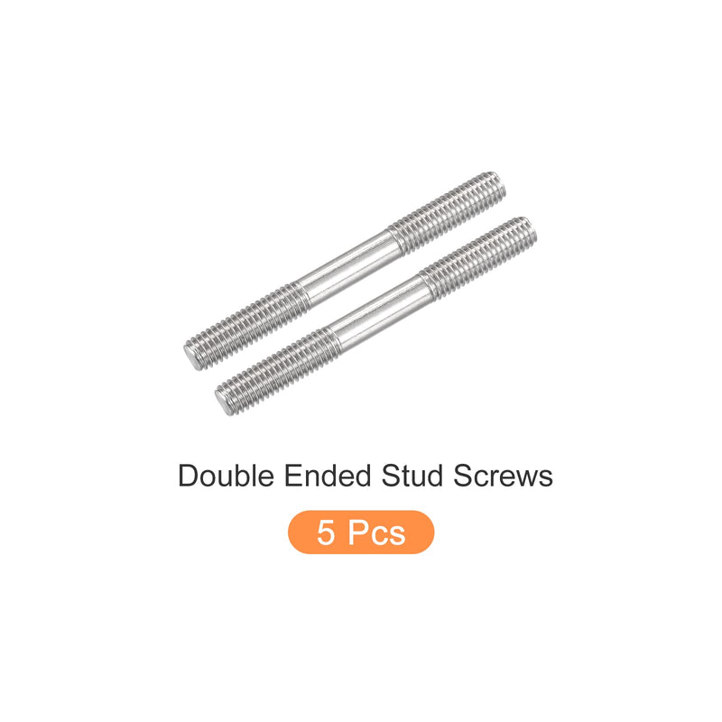 METALLIXITY Double Ended Stud Screws (M8 Thread 80mm Length) 5pcs, 304 Stainless Steel Dual Threaded Rod Bolts - for House Maintenance M8x80mm