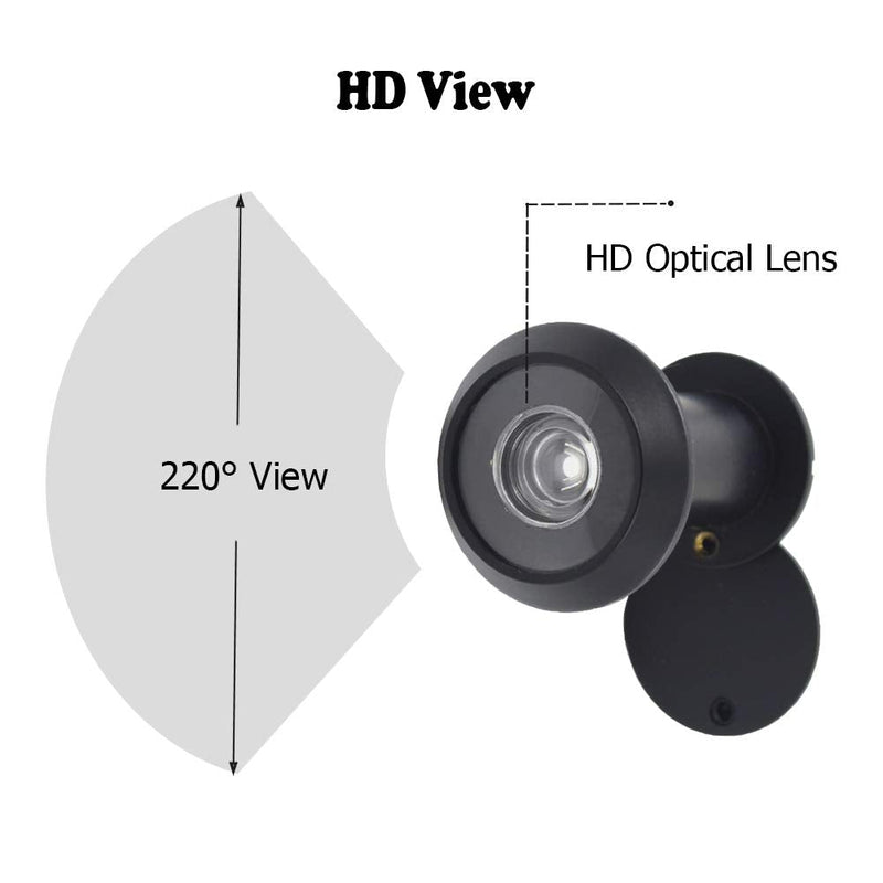 Door Viewer Peephole, Solid Brass 200-degree Door Viewer with Heavy Duty Rotating Privacy Cover for 1-3/8" to 2-1/6" Doors for Home Office Hotel (Black) Black