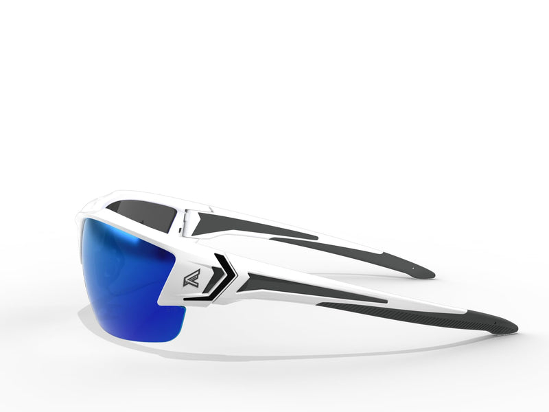 EDGE Khor G2 Z87 Safety Glasses for Men: Shatter Resistant Mens Sunglasses Polarized, Anti-Slip Flexible Frames, Nylon Lens Polarized Safety Glasses Standard White / Polarized Aqua Precision Blue Mirror