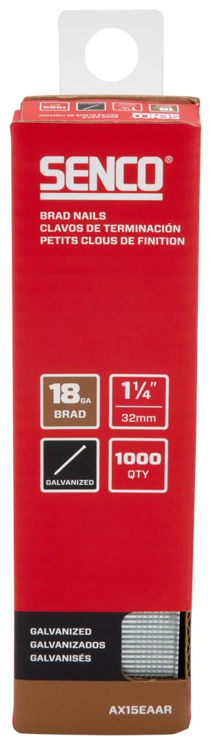 SENCO AX15EAAR 1-1/4" 18 Gauge Brad Nails, Galvanized Finish 1,000 Count Pack