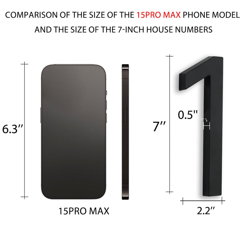 7 Inch Modern House Numbers For Outside,Street Metal Black Large Floating House Numbers For House Address Numbers For House Numbers For Address On House Floating Flush Mount Aluminum Black Number 1 Number1