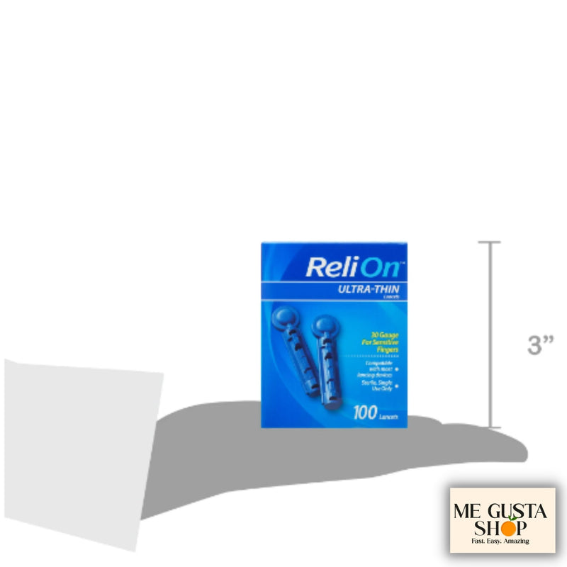 ReliOn Premier Blood Glucose Test Strips 100Count with Ultra-Thin Blood Lancets, 100 Count, 100 Count + me Gusta Sticker