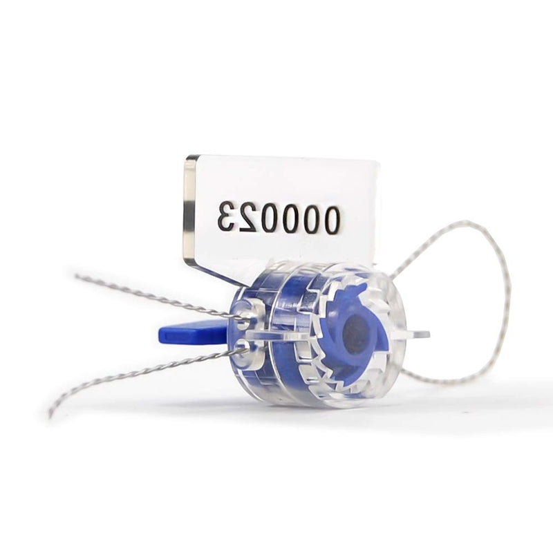 Anti-Tamper Twist Tight Roto Security Meter Seals High Electric Security Utility Plastic Padlock Gas Meter Seals Numbered (Pack of 100 PCS) with Stainless Wire (100 m) (Blue) Blue