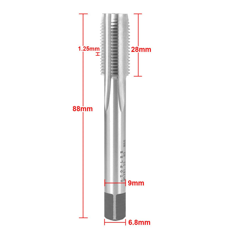 ATOPLEE Metric Thread Tap,M12 HSS 6542 Right Hand Thread Tap (M12x1.25) M12x1.25 Silver