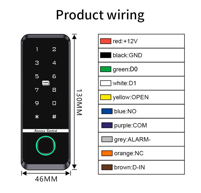 WiFi Access Control Keyboard Fingerprint Door Lock 125Khz EM+13.56Mhz MF RFID Card Reader Controler Keypad Intercom System,Smart Lock Electronic System Tuya App Control Waterproof IP67
