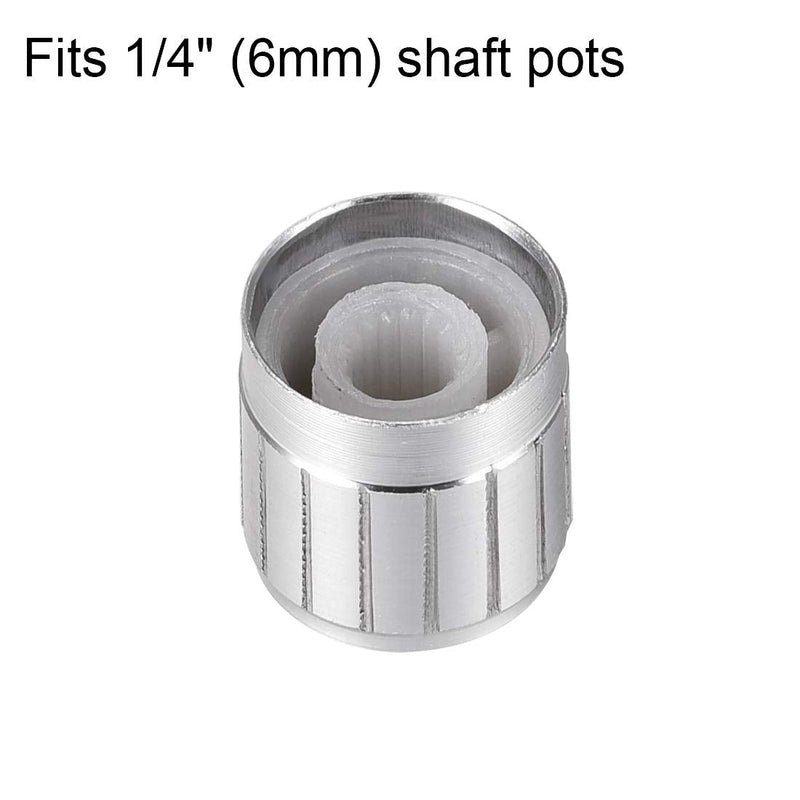 uxcell 5pcs Potentiometer Knob Knurled Shaft Siver Tone Aluminum 6mm Shaft Dia. Rotary Knob 17mmx17mm Volume Control Knob