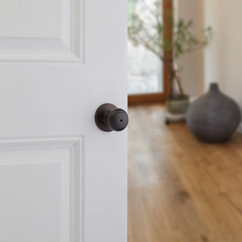 Kwikset Cove Interior Privacy Door Knob with Lock, Door Handle For Bathroom and Bedroom, Venetian Bronze Keyless Turn Lock Doorknob 1 Pack