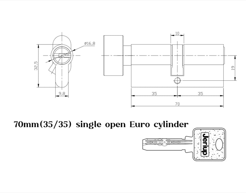 Group B 70mm(30/10/30) KEYED Alike (Multiple cylinders Sharing one Key) Copper Euro Profile Lock Cylinder with 3 Keys (dimple), Single Open, Satin Nickle, Anti-Rust, Corrosion Resistant