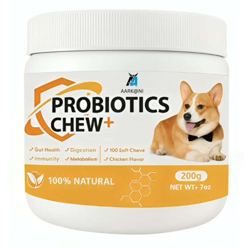 Aarkani Probiotics Chew+ – Natural Digestive & Immune Support for Dogs | 100 Soft Chicken-Flavored Chews