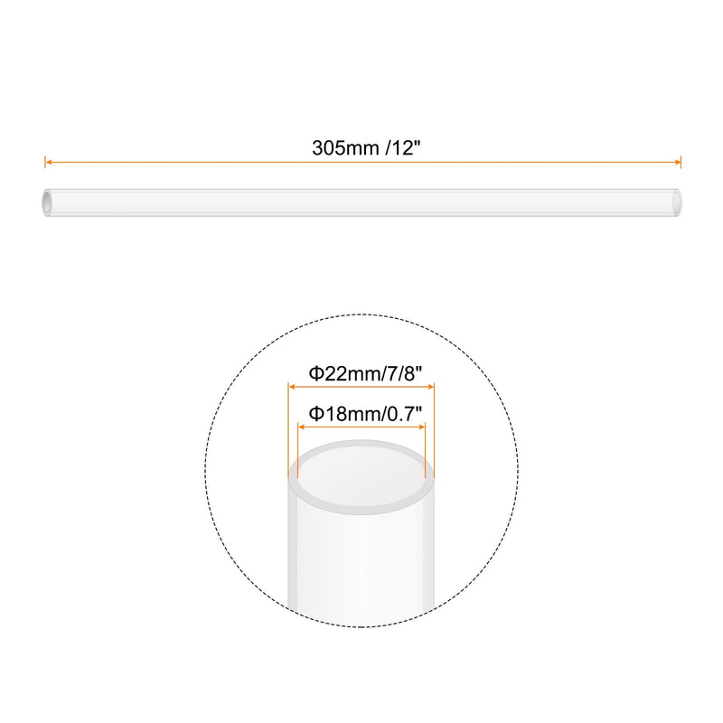 12" Clear Plastic Rigid Pipe 18mm x 22mm(0.7" x 7/8") Acrylic Tube Round Polycarbonate Tubing, [for Plumbing, Hydraulics, Aquarium, DIY] 1 0.7" x 7/8"