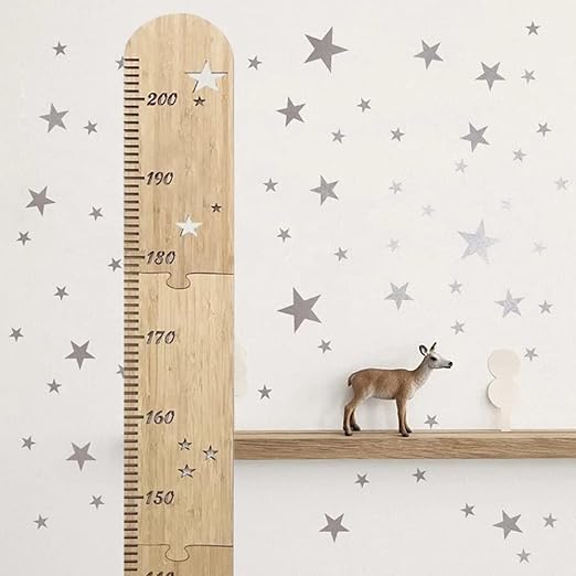 Luottus Wooden Height Meter, Star, Height Scale for Children and Adults, Seal, Children's Growth Record, Wall Ruler, Entrance, Kindergarten, Nursery, Scandinavian Interior, Stylish, Assembly, Measuring Range 0-200 cm - NewNest Australia