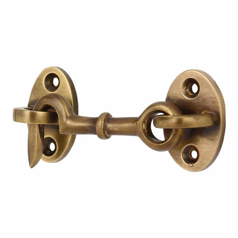 A29 Cabin Hook, 2 3/4 inches Brass Latch, Hook and Eye Latch for Door, Cabin Door Gate Latches, Window Sash Catch Hook Latch Barn Door Locks and Latches, Antique Brass Finish