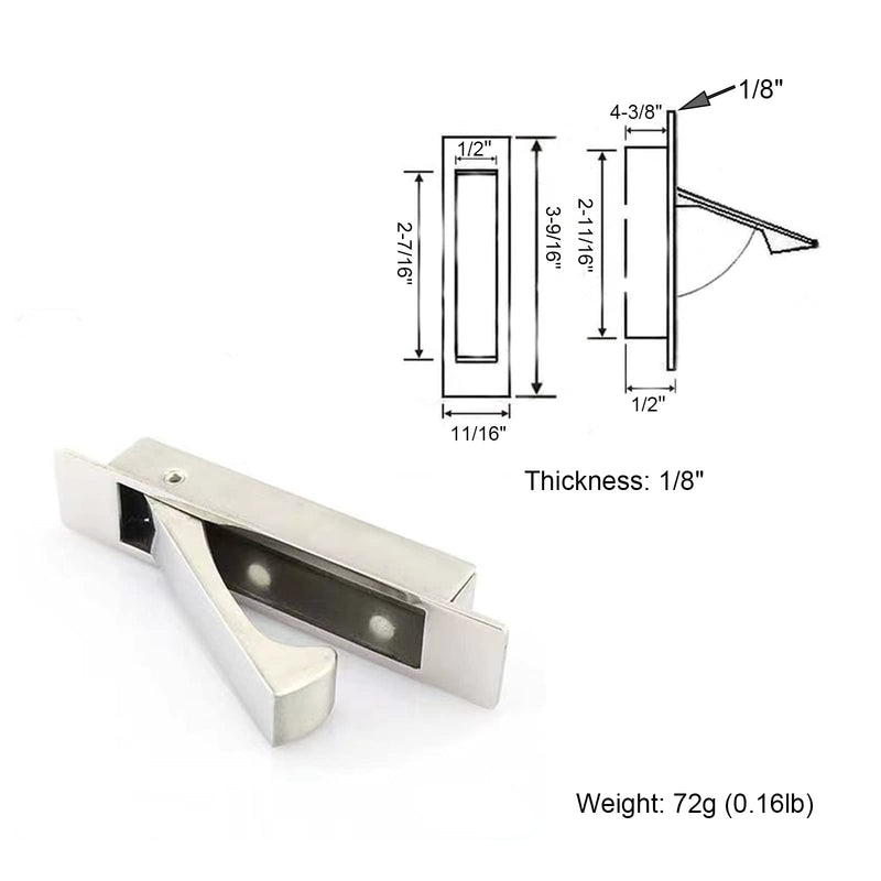 Dontay Pocket Door Key Lock with Edge Pull Handle,2 3/8" Backset,Stainless Steel Recessed 2 Sided,Hardware for 1 3/8" to 2 3/16" Sliding Door&Bathroom Doors (Brushed Nickel, Round - 1 Set) Brushed Nickel