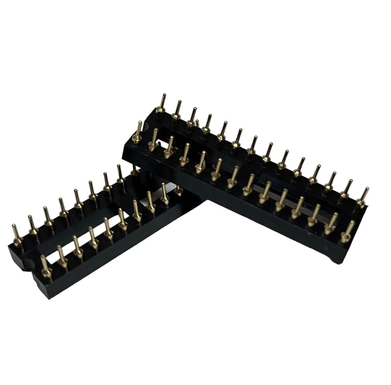 Gold-Plated 20 pcs DIP-28 pins IC Round Hole Socket Adaptor 2.54mm Pitch 7.6 Row Pitch 2 Row 28 Round Pins Soldering (DIP-28 pins)