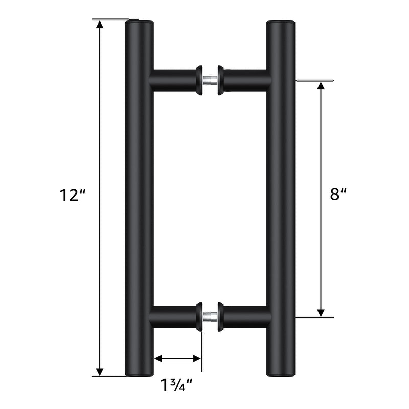 SMARTSTANDARD 12'' Push Pull Sliding Barn Door Handle, Double-Sided Barn Door Handle Black Set, 1 Pack