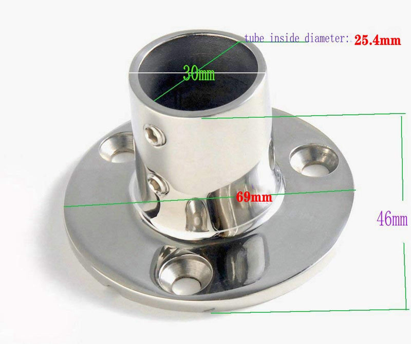 316 Stainless Steel 90 Degree Boat Deck Handrail Rail Fitting Round Base for 1" Tube,Silver (Pack of 2) 1 Inch (Pack of 2)