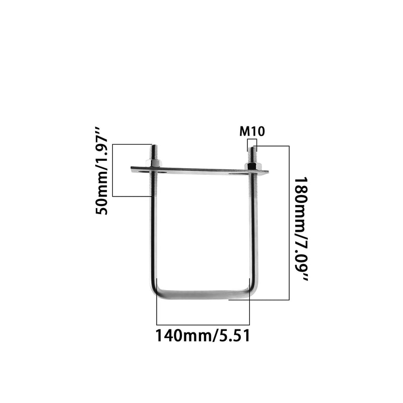 Square U-Bolts,Stainless Steel Square Bend U Bolts,Frame Plate U Shaped Nuts and Bolts for Automobiles Trailers,Ski Boats,or Sailboat Trailers,4 PCS M10*140 * 180 M10*140*180mm/0.39*5.51*7.09''