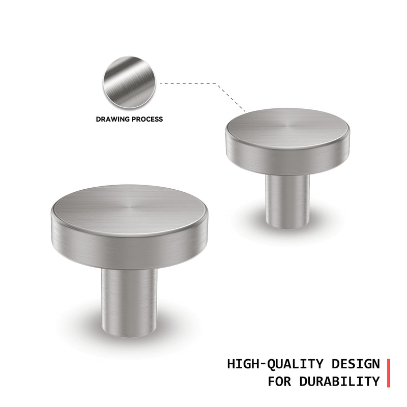 homdiy 25 Pack Brushed Nickel Cabinet Knobs, Round Kitchen Drawer Knobs, Silver Knobs for Cabinets, Metal Handles for Desk Drawers Cupboard Brushed Satin Nickel