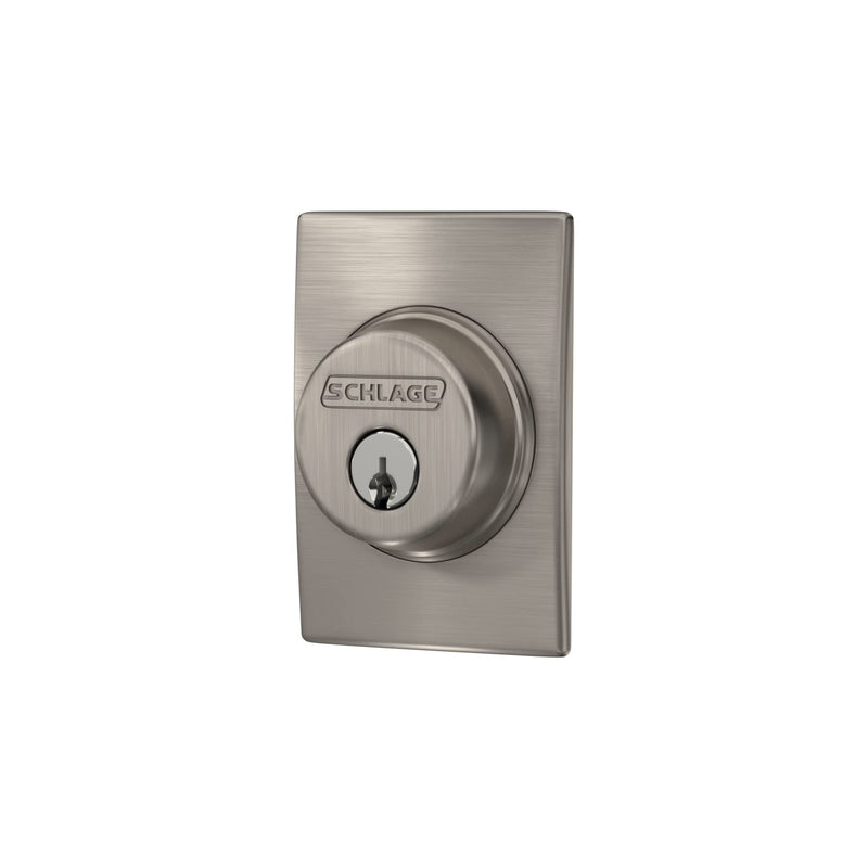 Schlage B60 N CEN 619 Deadbolt with Century Trim, Keyed 1 Side, Highest Residential Security, Satin Nickel