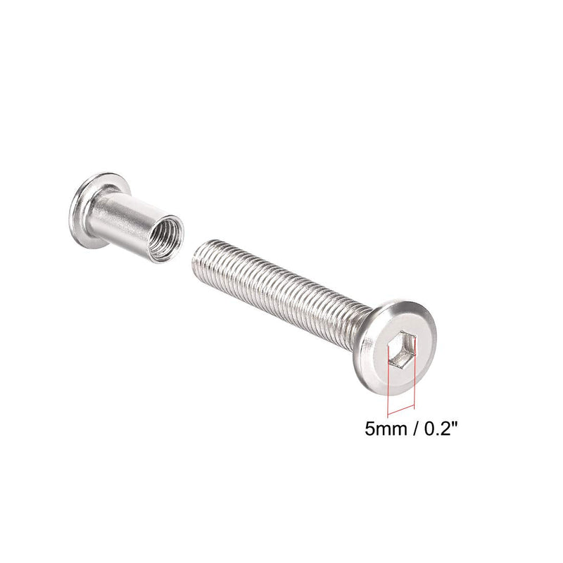 uxcell Screw Post Fit for 3/8"(10mm) Hole Dia, Male M8x50mm Belt Buckle Binding Bolts Leather Fastener Carbon Steel 5 Sets 50mm
