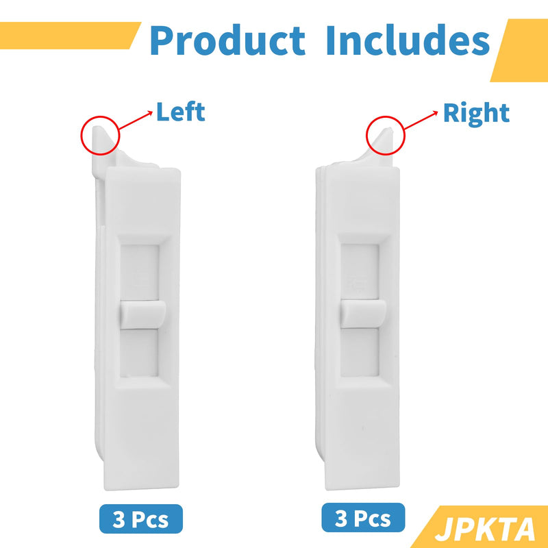 6 Pcs Window Tilt Latch Pairs Spring Loaded Sliding Window Latch Lock Snap-in White Vinyl Plastic Construction for Home Window Accessories Parts 6 Pieces