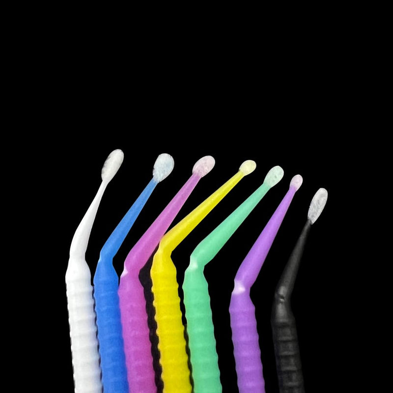 Disposable Dental Micro Applicator Brush, YOUYA DENTAL 400 PCS Latisse Application Bendable Micro Cotton Swabs Mascara Micro Brush for Eyelash Extensions Cleaning Makeup and Personal Care Cleaning 1.5mm Purple-400pcs