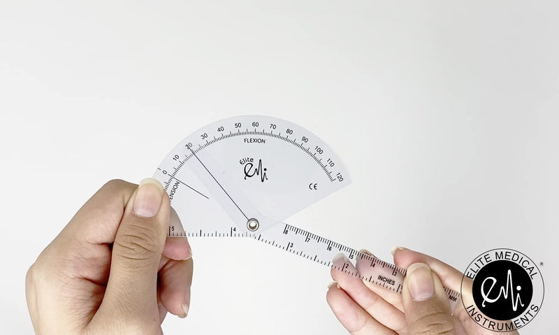 EMI 2-Piece Goniometer Set – 12" Goniometer and Finger Goniometer for Physical Therapy and Range of Motion Measurement
