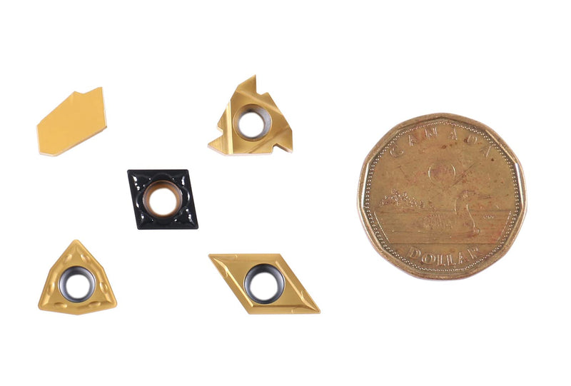 Accusize Industrial Tools 2 Pc of Each Kind of Carbide Inserts for 2988-0058, Tin Coated, Total 10 Pieces, 2988-0058Inserts | 2 Each of 16ER, GTN-3, WCMT32.5, CCMT32.5, and DCMT32.5; TiN and CVD Coated for Steel, 2988-0058INSERTS