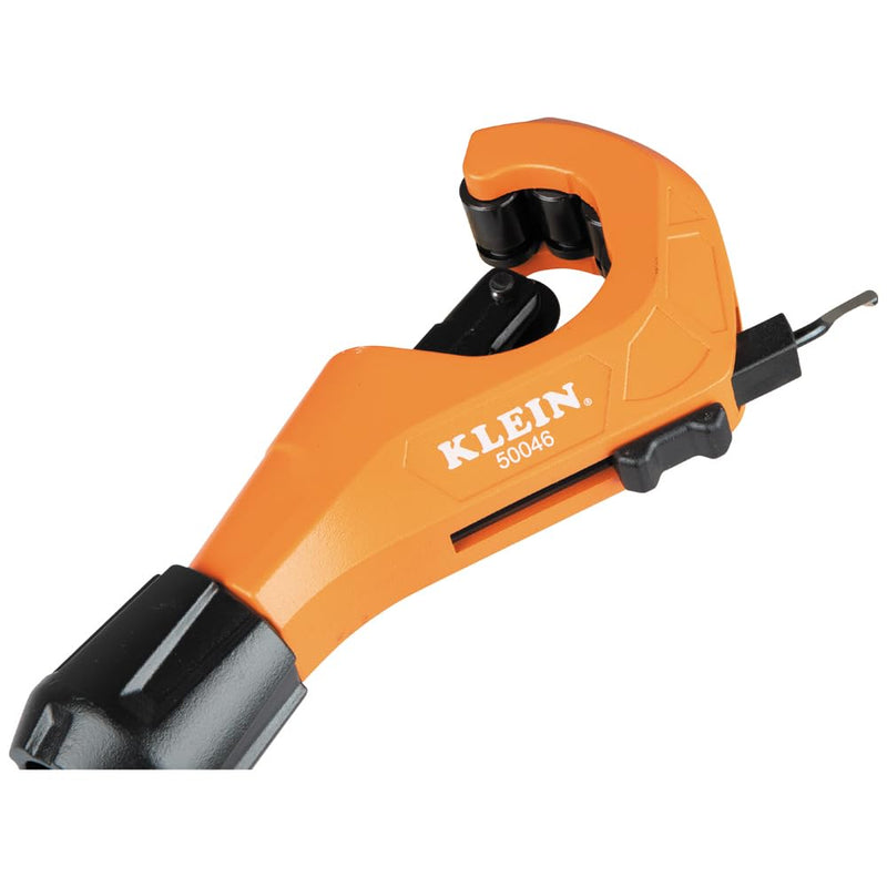 Klein Tools 50046 Constant Swing Tubing Cutter for Copper and Aluminum, 1/8 to 1 3/8-Inch O.D. with Deburring Tool and Replacement Blade