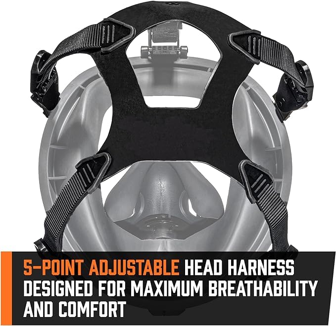 MIRA Safety CM-I01 Full-Face Industrial-Grade Gas Mask with 40mm NATO Filter Compatibility and Advanced Valve Design Cm-i01 Black