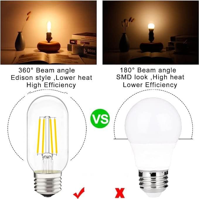LED Tubular Bulb 4W,E26 Clear Edison Bulb,40W Equivalent 400 Lumens, Antique Edison Style LED Filament Light Bulbs,2700K Warm White Non Dimmable Pack of 12 4 Watt Warm White 12pc