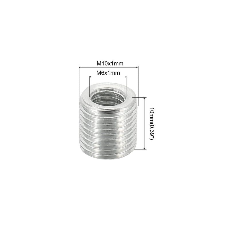 MECCANIXITY Thread Reducing Nuts Insert M10 x 1mm Male to M6 x 1mm Fine Thread Female Adapters 10mm Long Pipe Fitting Conversion Sleeve Reducer, Pack of 5 M10xM6