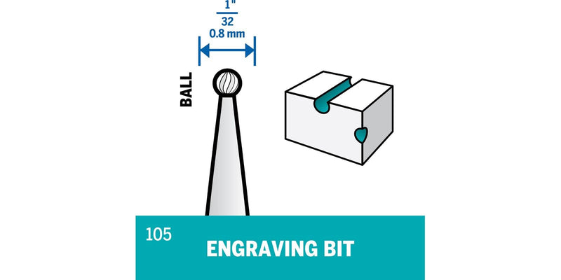 Dremel 105 Engraving Cutter, 1/8" Shank 2-Piece 1/32" Ball
