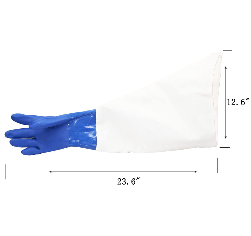 23.6" Canvas Rubber Sandblasting Sand blaster Protection Gloves for Sandblast Cabinets XL,1 pair