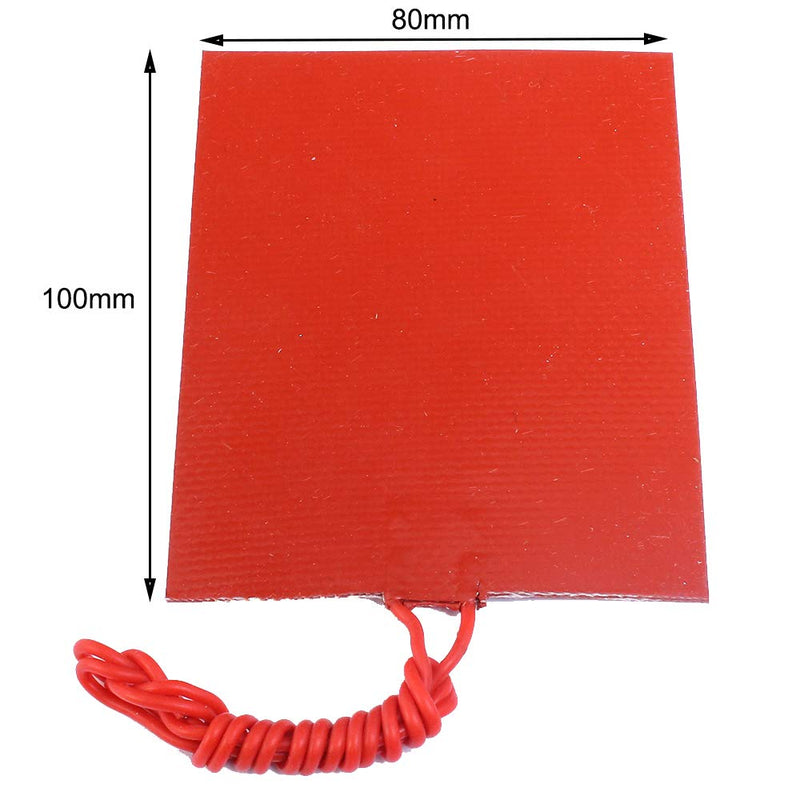 4PCS Silicone Heater Mat, Icstation Rubber Heating Mat 12V 25W Electric Blanket Flexible Mat Constant Temperature 80X100mm Red 4