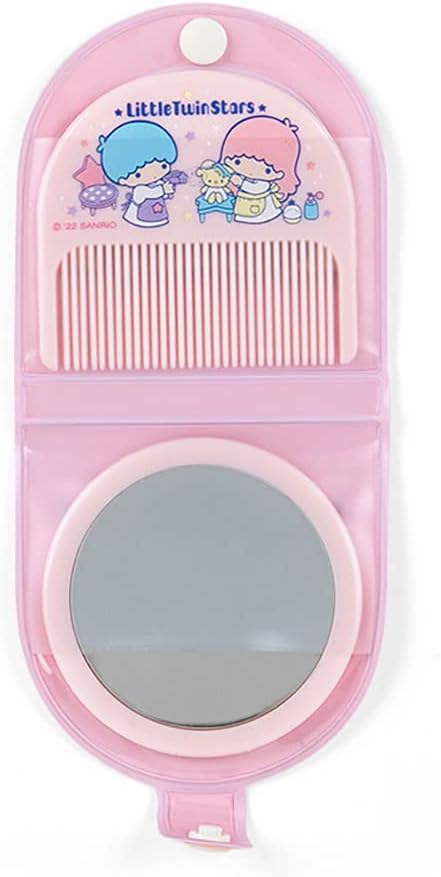 Sanrio 795712 Mirror Comb with Vinyl Case Kikirara LITTLE TWIN STARS Fashionable Miscellaneous Goods ~ Habae Sanrio ~ Character 3.3 x 0.5 x 3.2 inches (8.5 x 1.2 x 8.2 cm) - NewNest Australia