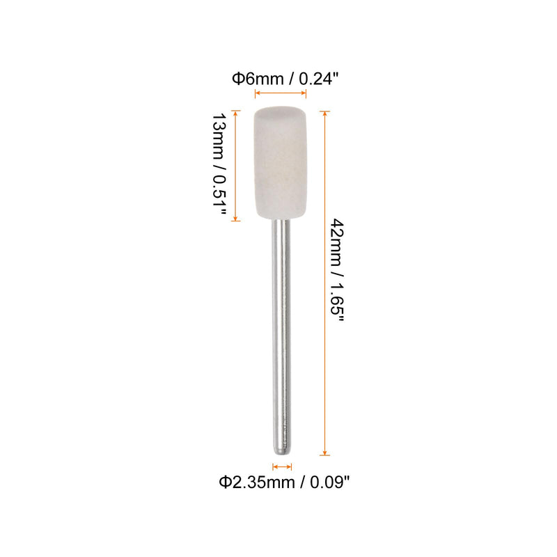 HARFINGTON 20pcs Wool Felt Mounted Mandrel Points 6mm Head 1/10 Inch Shank Cylinder Polishing Bits Burrs Felt Polishing Buffing Wheel for Rotary Tool 6mm x 12mm