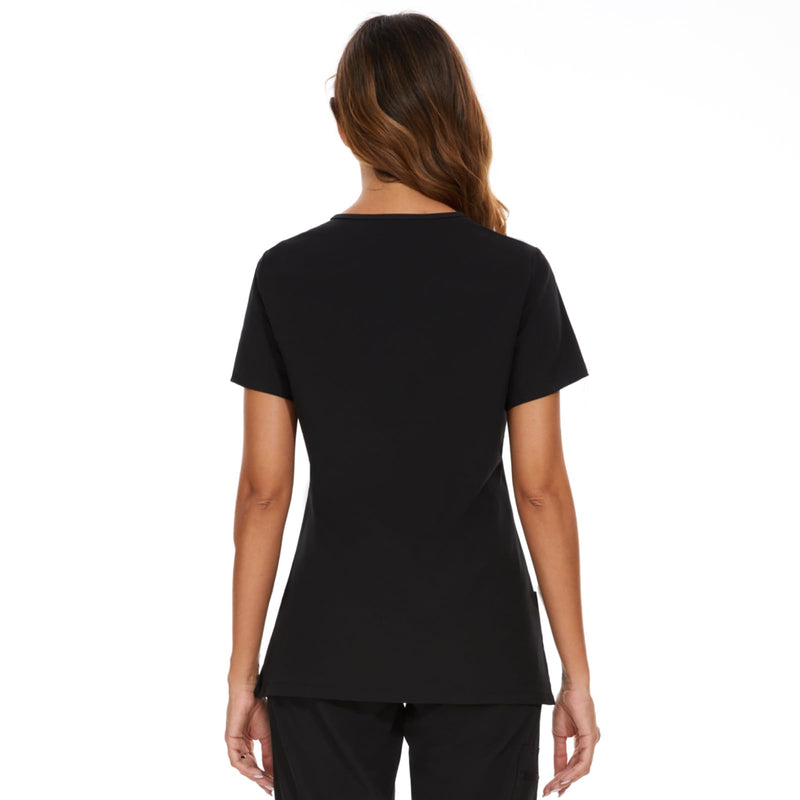 COZYFIT Scrub Tops for Woman - Soft Stretch, V-Neck Top Scrubs with 3 Pockets, Easy Care for Women Black Large