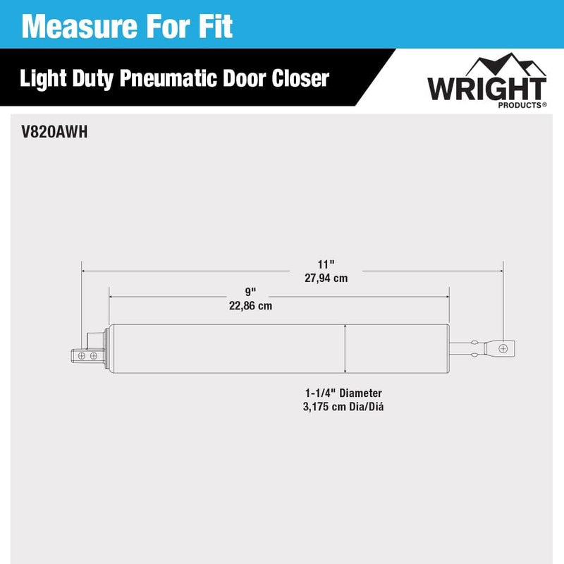 Wright Products V820AWH Light Duty Pneumatic Screen and Storm Door Closer, White