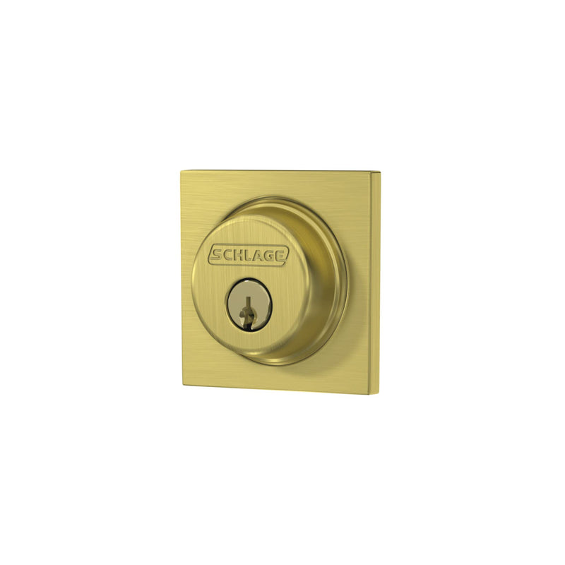 SCHLAGE Lock Company Single Cylinder Deadbolt with Collins Trim, Satin Brass (B60 608 COL)