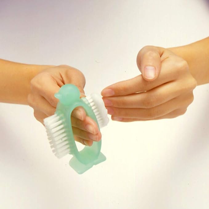 Azuma Industrial Nail Care Penguin Green Nail and Hand Washing Brush Comes with 2 types of brushes, hard and soft, Can be stored upright, Total length 10cm, Made in Japan AZ950G - NewNest Australia