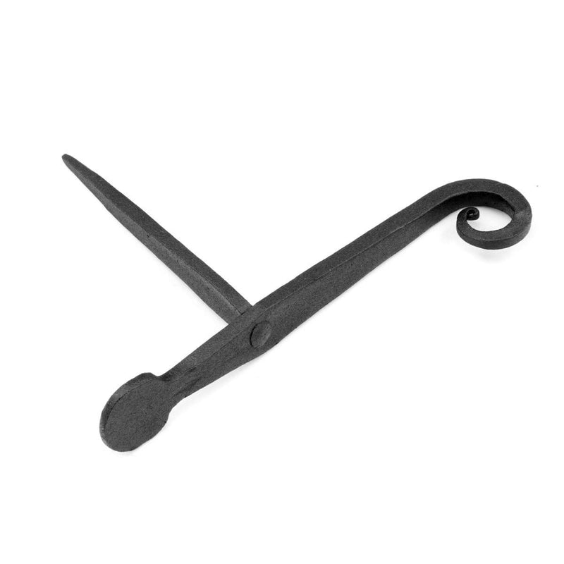 Renovators Supply Manufacturing Shutter Dogs 7 In. Rat Tail Shaped Black Wrought Iron Shutter Dogs With Mounting Hardware