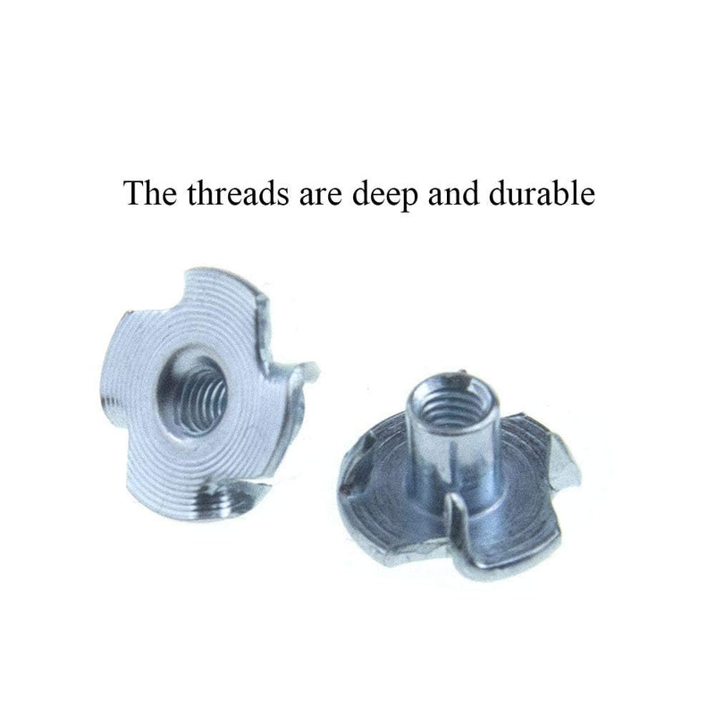M5 X 8mm T Nut 4 Prong Tee Blind Nuts Threaded Insert Clean Threads No Rust Carbon Steel Zinc Plated for Wood Rock Climbing Wall Holds Plywood Furniture Particle Board CNC Router 60 Pack M5-8(60Pack)