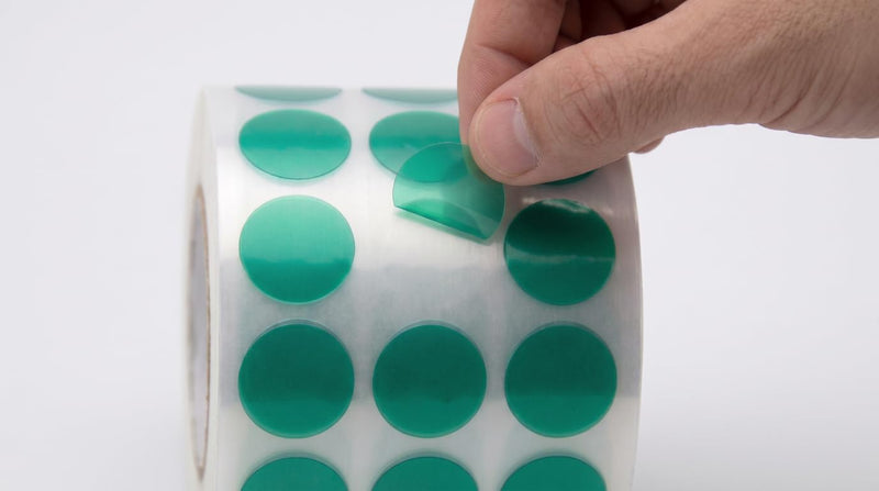 Caplugs PC00500 PC-SH Series - Powder Peel Green Discs, Squares, and Rectangles - Powder Coating, E-Coating, Anodizing, Green Polyester, Circle, 1/2" Diameter, 2000 per Roll (SH-47182)