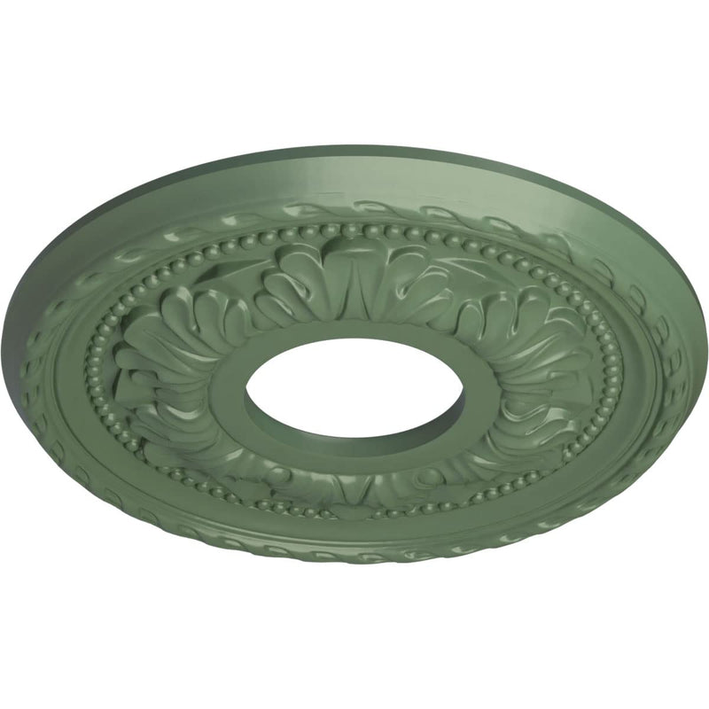11 3/8"OD x 3 5/8"ID x 7/8"P Palmetto Ceiling Medallion (Fits Canopies up to 4 1/2"), Hand-Painted Athenian Green Athenian Green (Flat Finish)